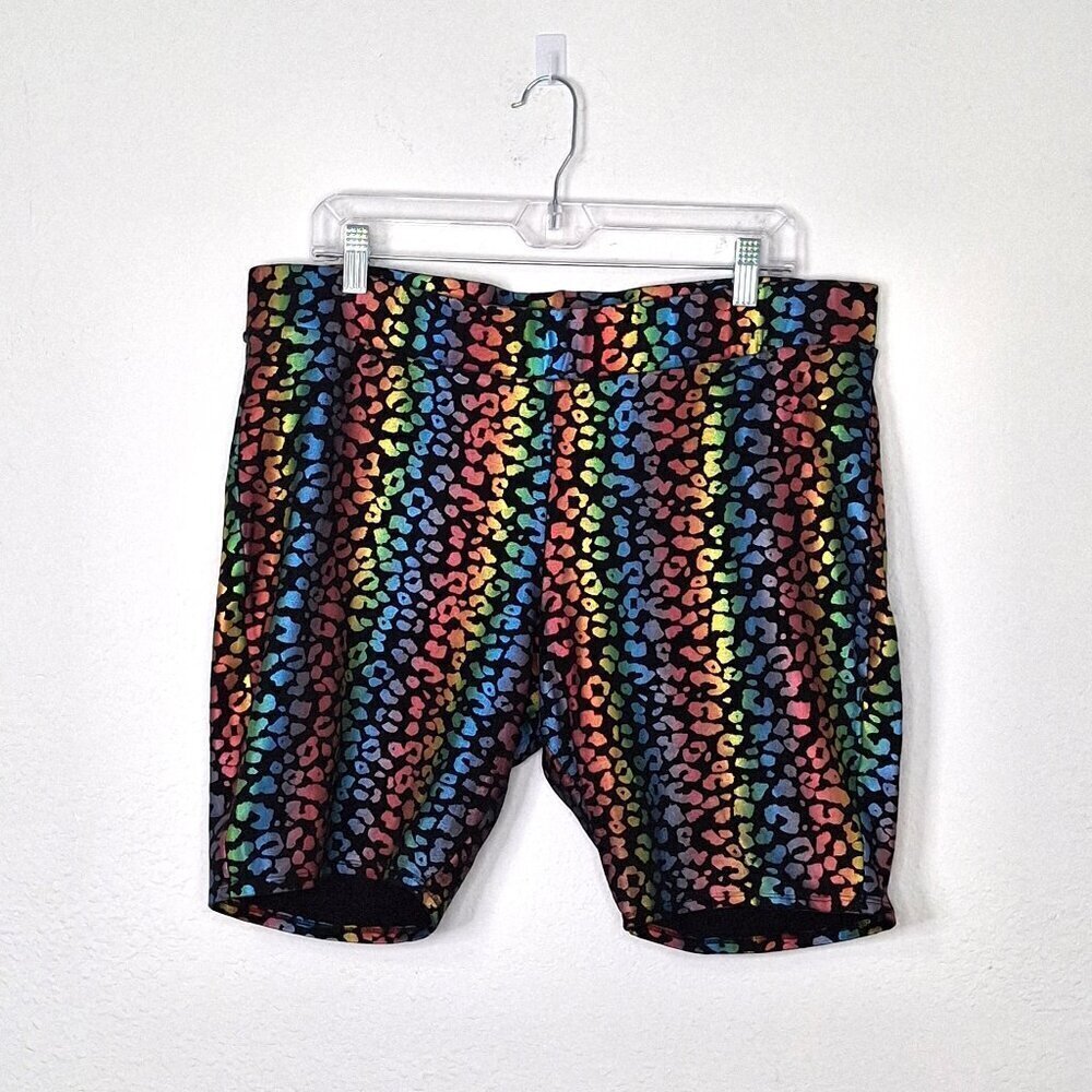 Torrid Multicolor Shorts Leggings Sz 3 High Waist Elastic Waist Hippie Boho 70s